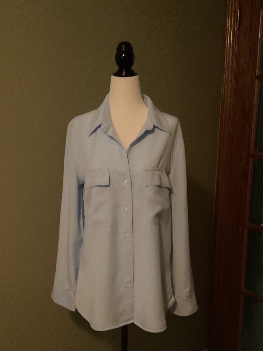 Babaton by Aritzia Light Blue Utility Button Front Blouse Medium
